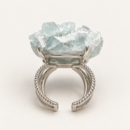 Glacier Bloom Ring rear and underside view showing the open adjustable band