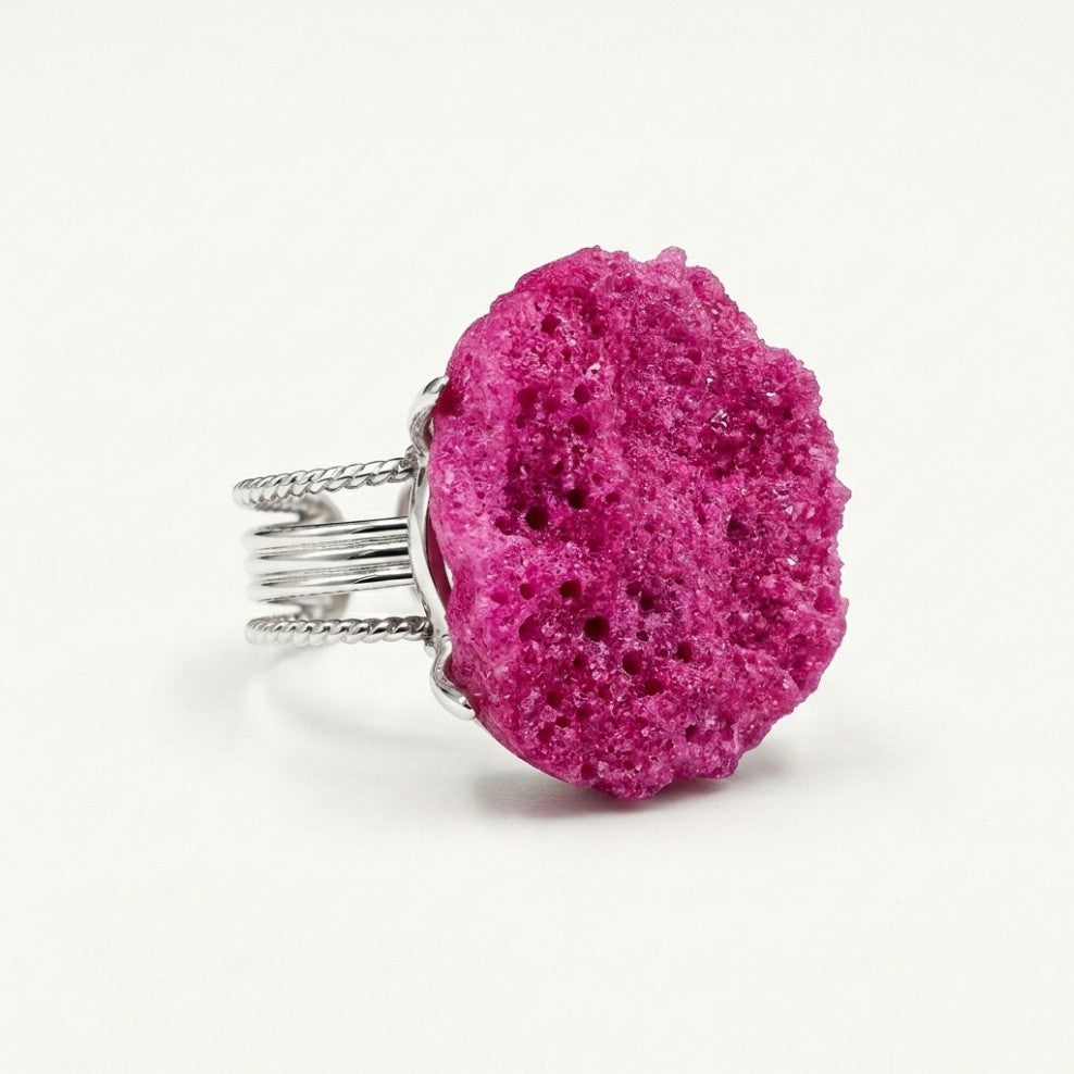 Wild Orchid ring in magenta, shown at a three-quarter angle.
