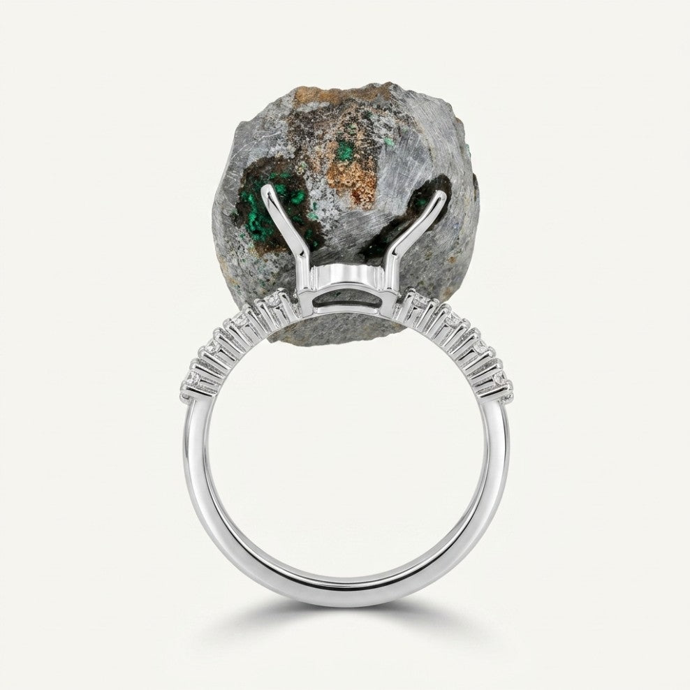 Forest Vessel ring in blue-green tones, shown from a three-quarter angle.