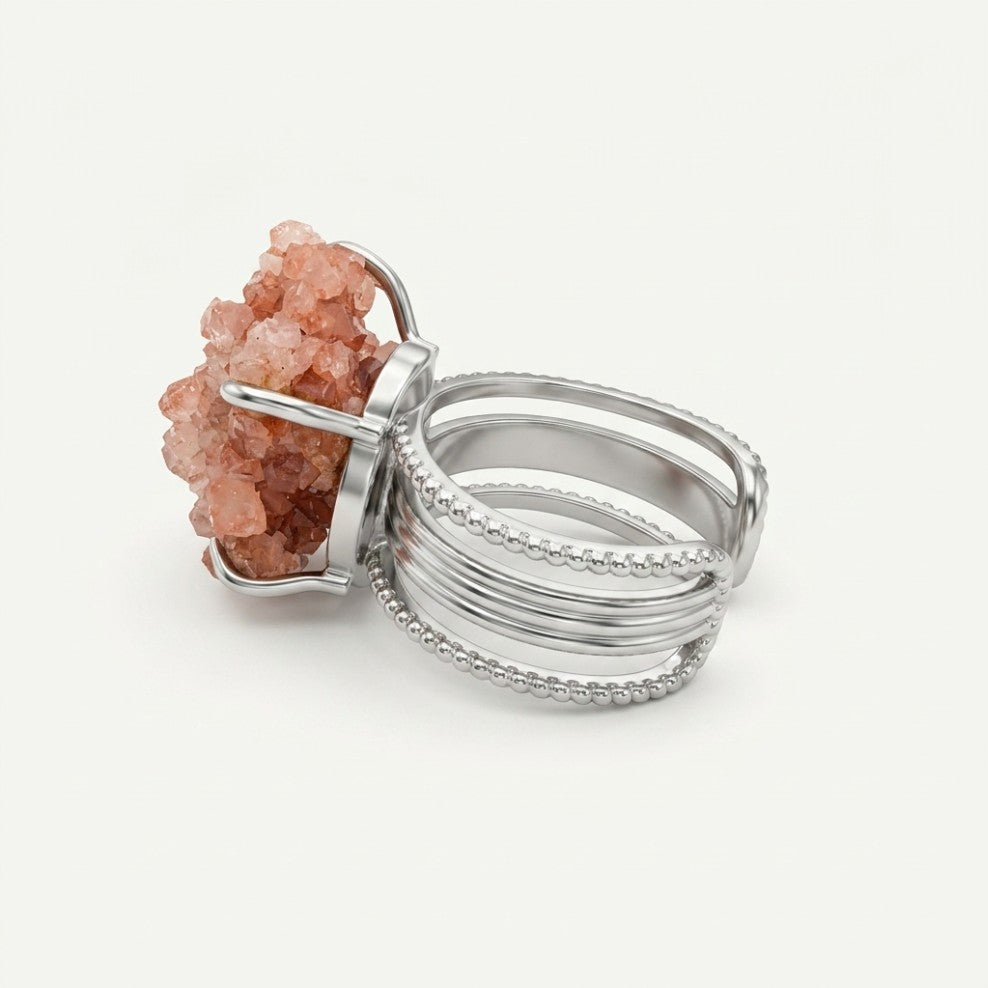 Dawn Cluster ring in warm tones, shown from the side.