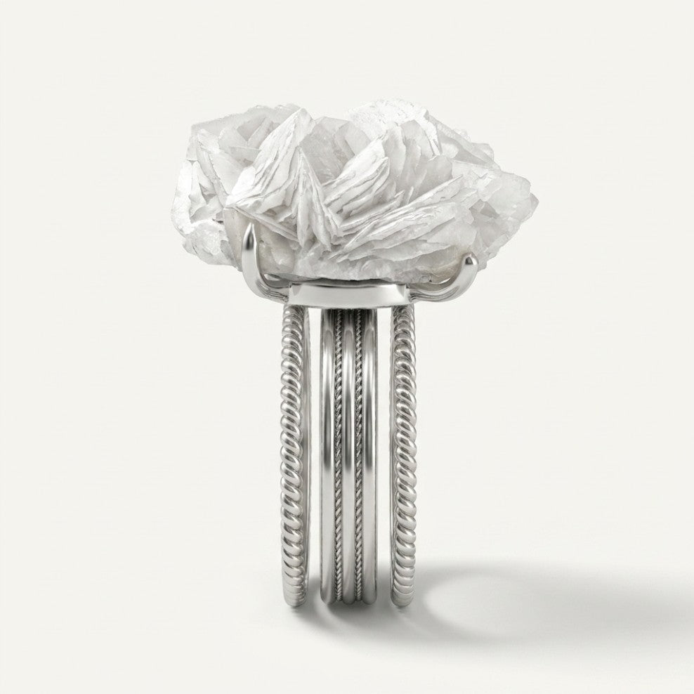 Pale Monolith ring in pale tones, shown from the side.