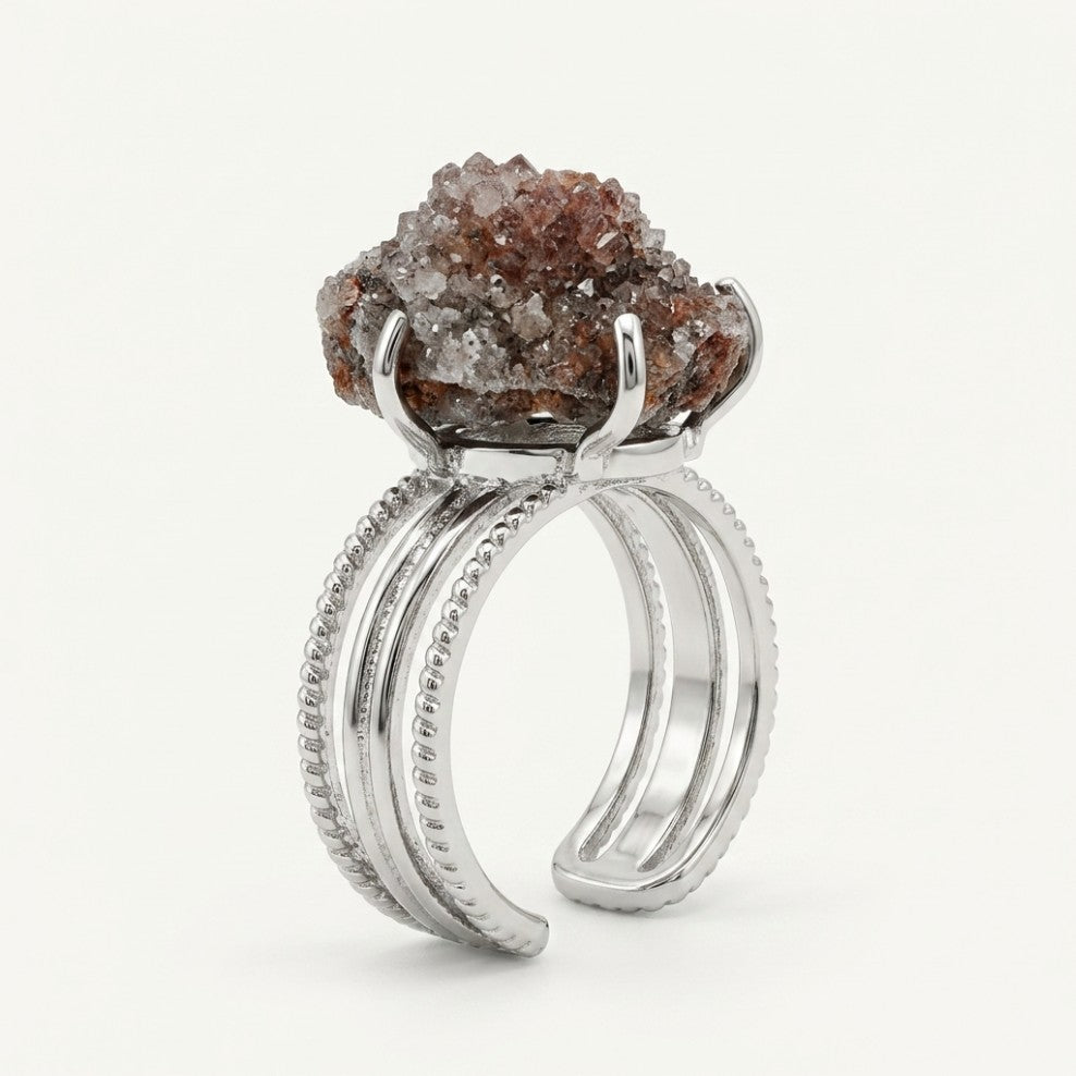 Stone Veil ring in natural tones, shown from the front.