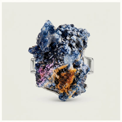 Ocean Flame sculptural ring, front view.