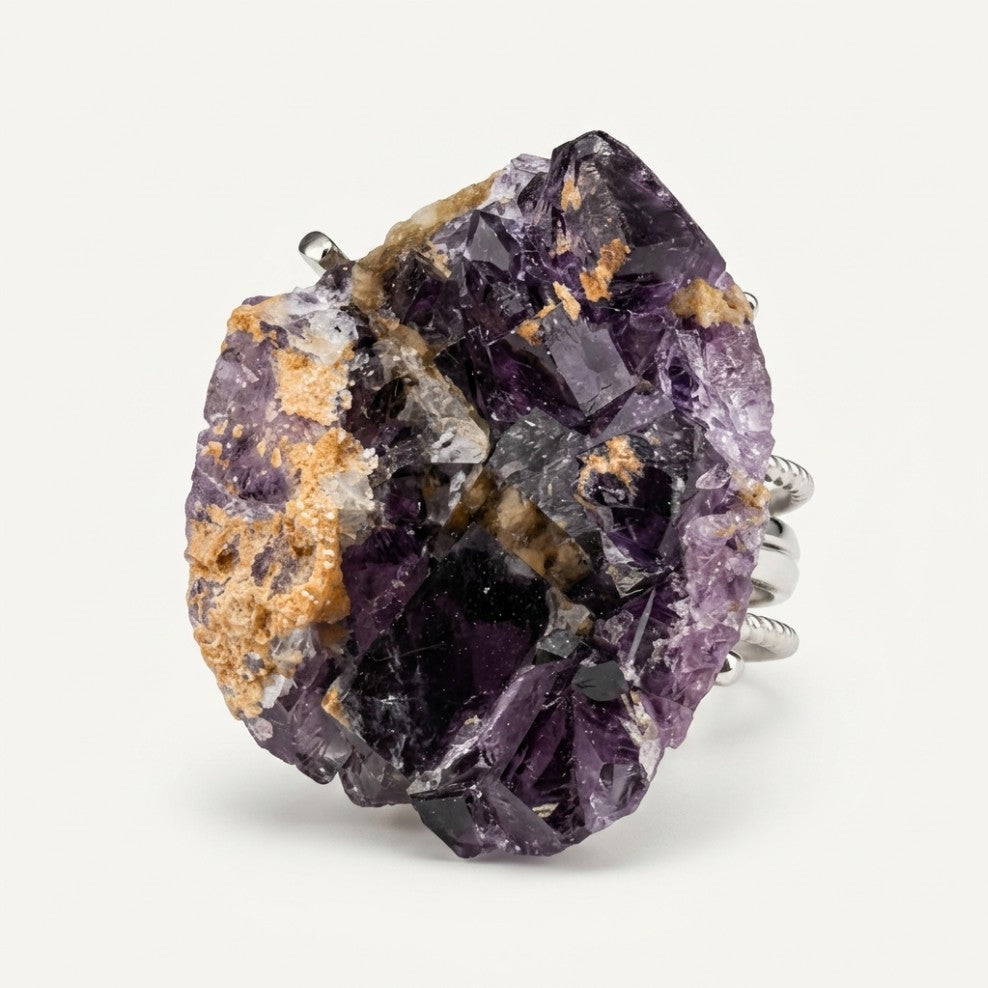 Side profile of Amethyst Horizon, showing its raised sculptural form.