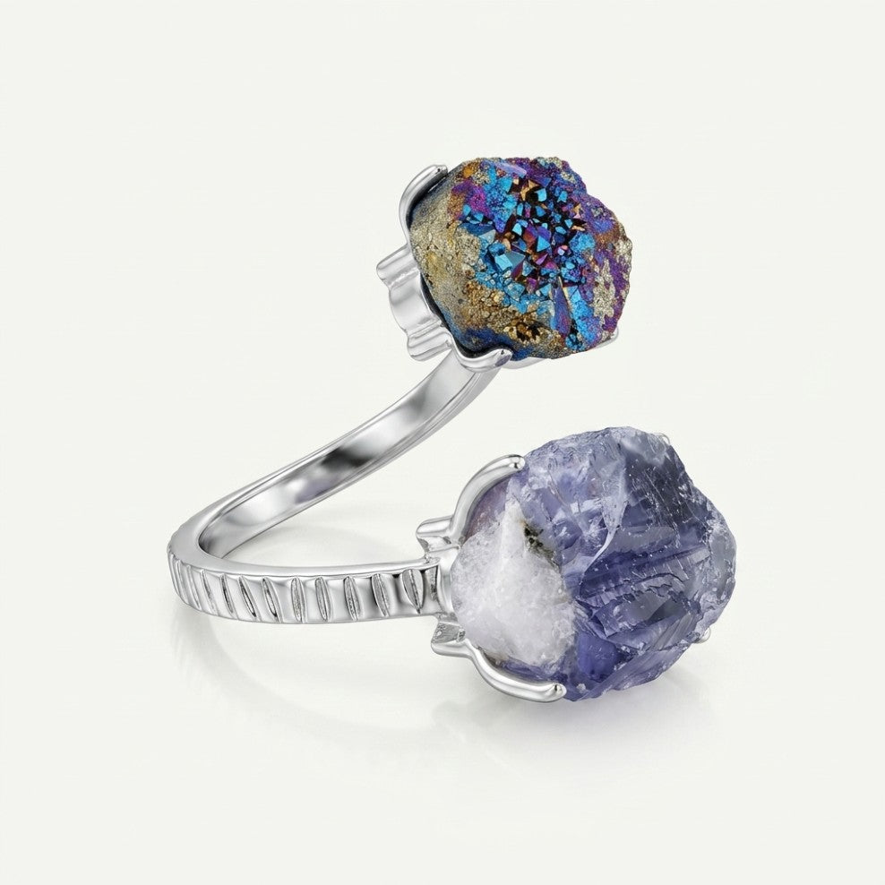 Balance sculptural ring, three-quarter view.