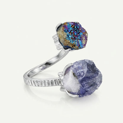 Balance sculptural ring, three-quarter view.