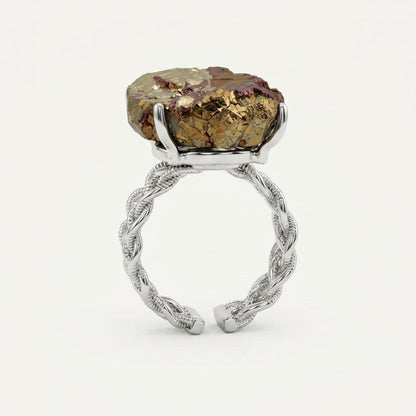 Earthscript ring in earth tones, shown at a three-quarter angle.