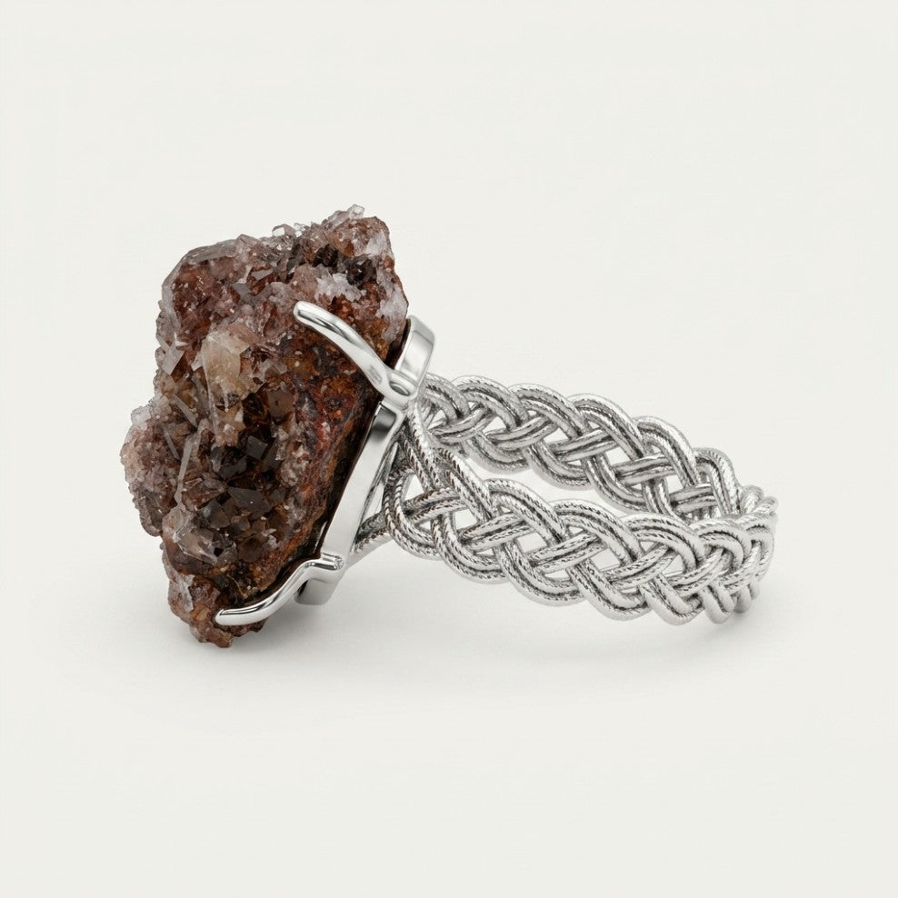 Rooted Chain ring in earth tones, shown from the rear with its visible ring silhouette.