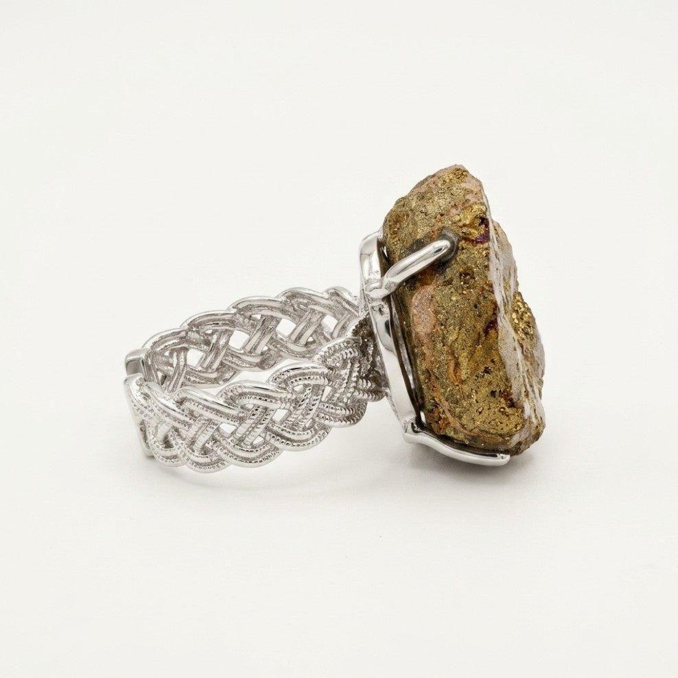 Golden Portal ring in golden tones, shown from the front.