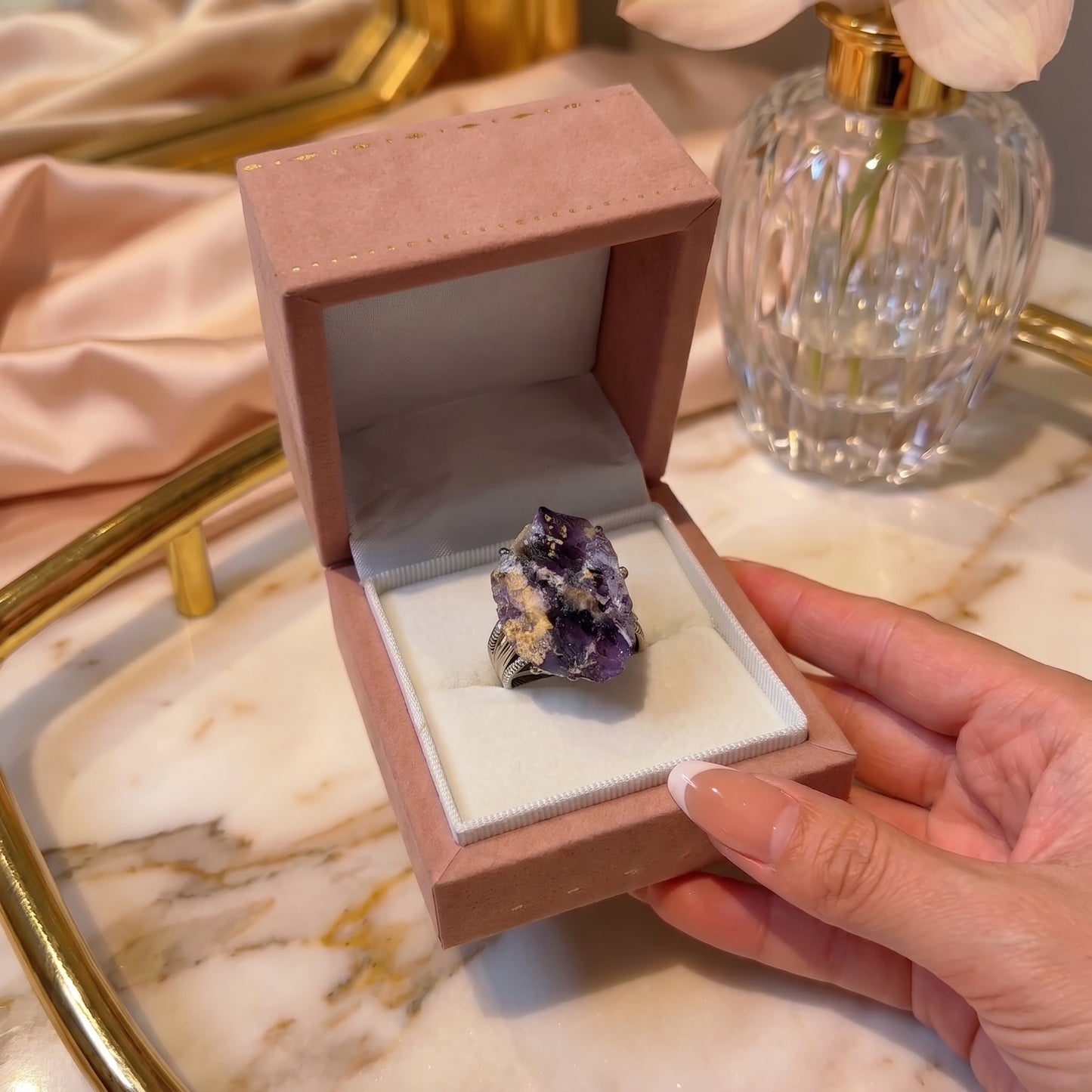 Natural Violet Earth Mineral Ring