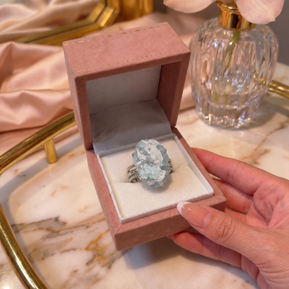 Glacier Bloom Ring in an editorial gift-box scene